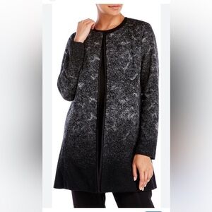 Eileen Fisher M black felted wool open front jacket
